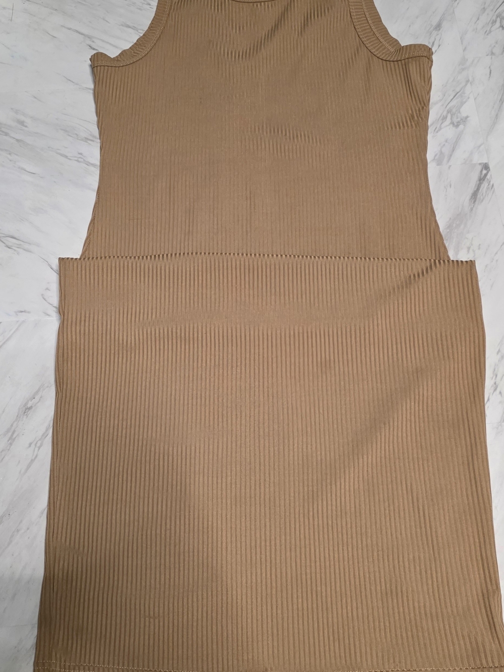 SIEN Ribbed Tank Midi Dress in Carmel